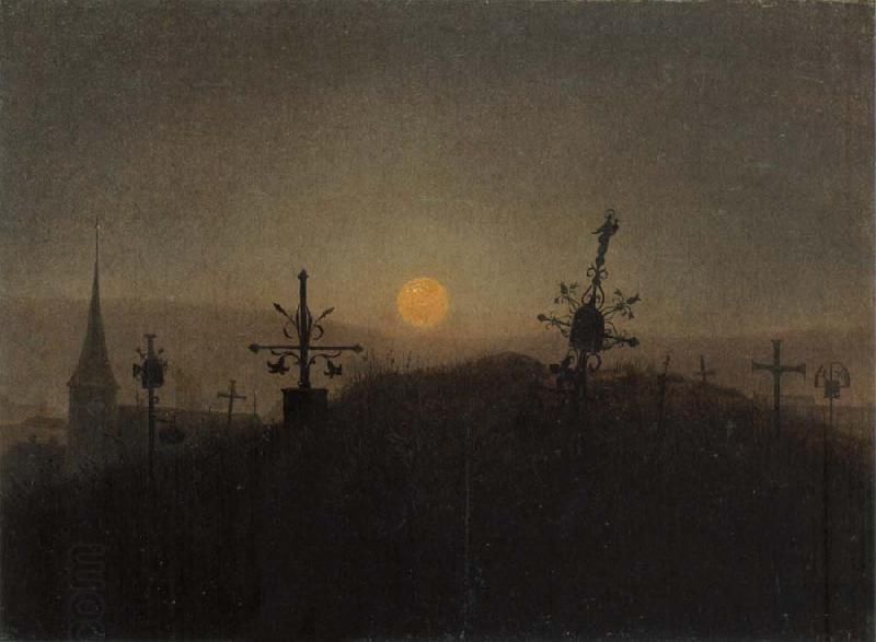 Carl Gustav Carus Cemetery in the Moonlight oil painting picture